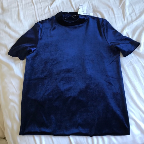 navy blue mock neck top